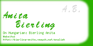 anita bierling business card